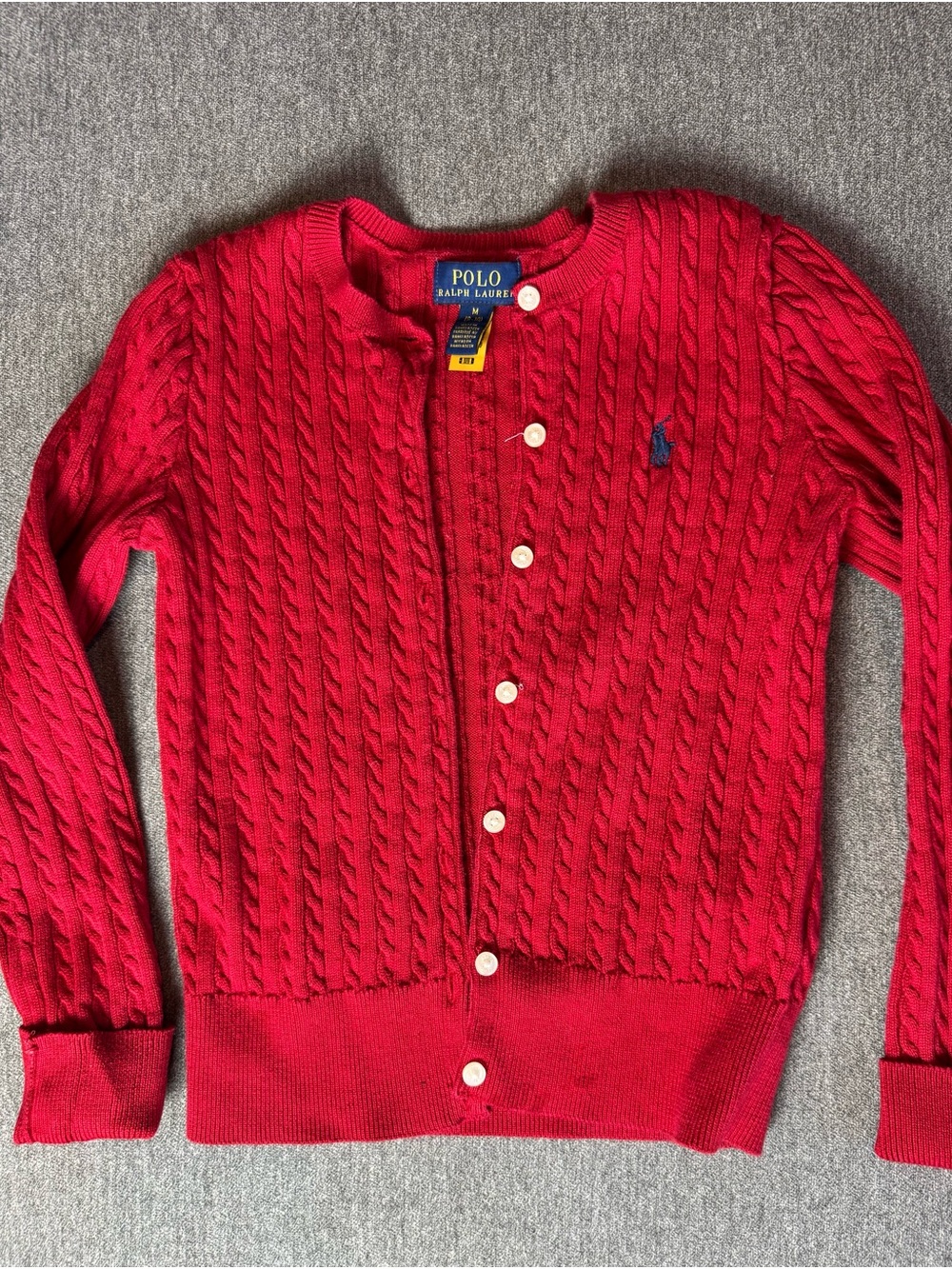 Kids Polo by Ralph Lauren Red Cable Knit Button Cardigan